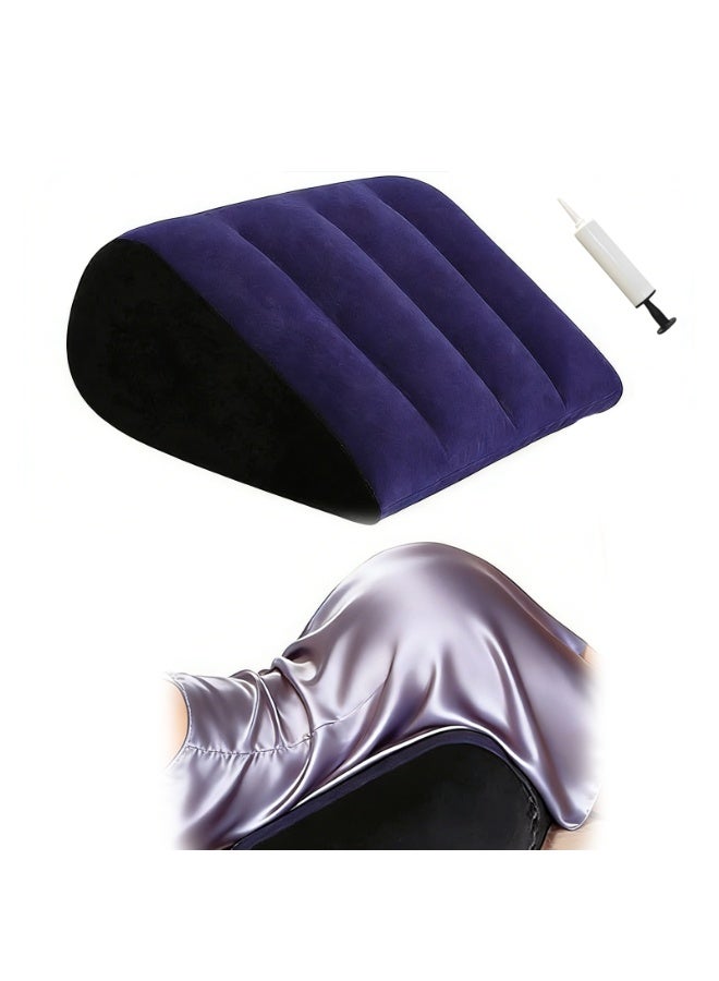 كيل › وسادة قابلة للنفخ لرفع الساقين وسادة إسفينية زرقاء محمولة للنوم والسفر والراحة المنزلية ودعم مريح للساقين الخلفيتين وتخفيف التورم - Image 1